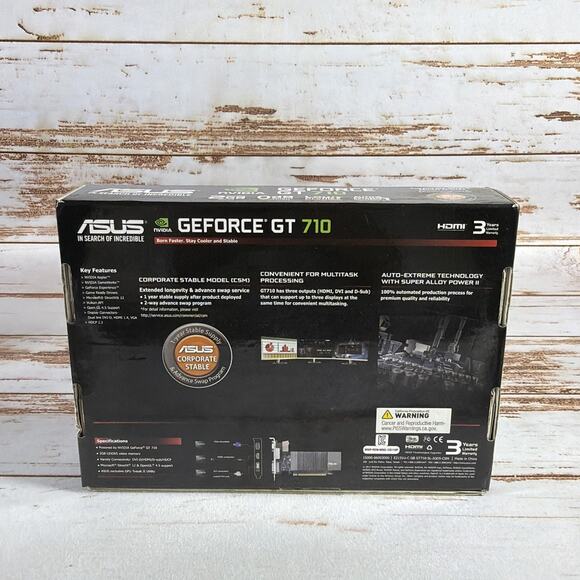 ASUS GeForce GT710-SL-2GD5-CSM 2GB GDDR5 Video Graphics Card GPU - Picture 2 of 6